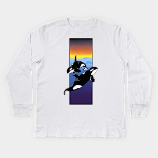 Orcas Sunset Kids Long Sleeve T-Shirt